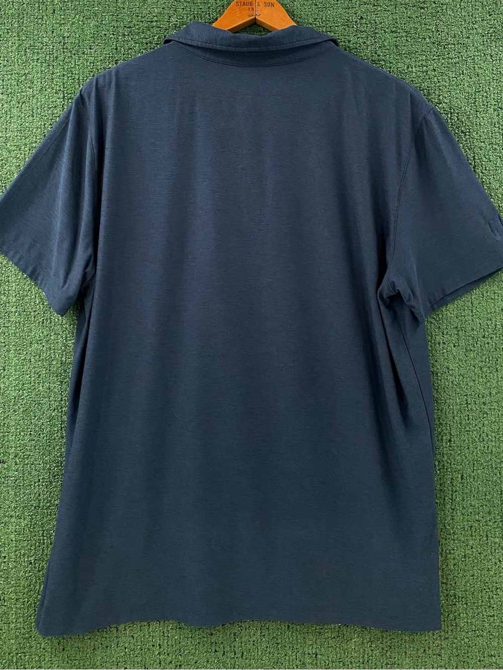 Vuori Strato Tech Navy Heather Short Sleeve Polo Shirt Men’s Large - Picture 6 of 6
